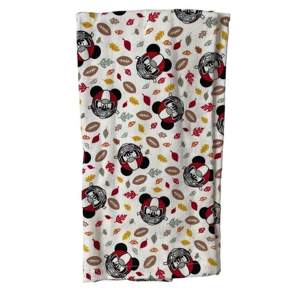 Disney Mickey Mouse Fall Football Kitchen Towels Set 2 Autumn Leaves Football - Picture 1 of 5